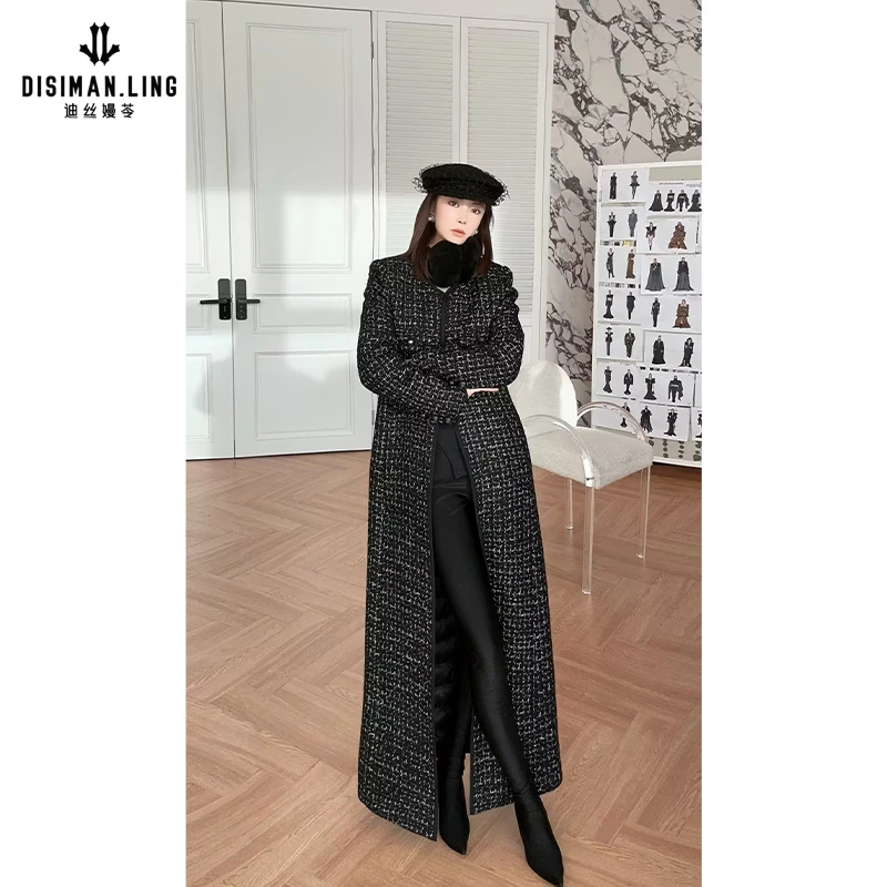 迪丝嫚苓黑色羽绒小香风外套气质复古秋冬显瘦休闲小众设计感原创