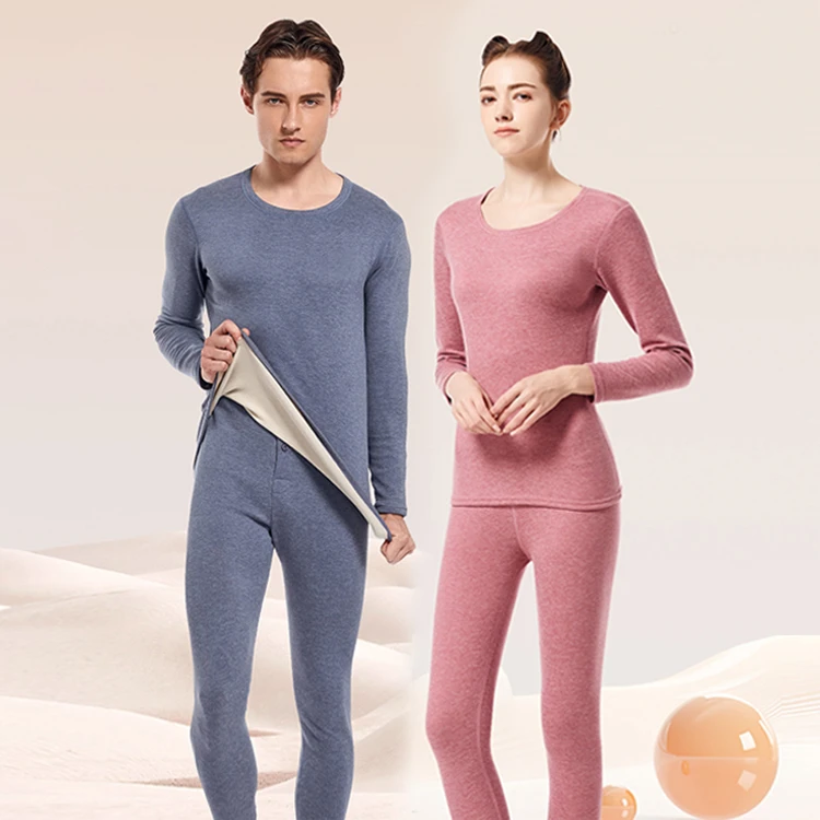 黑金羊毛蚕丝保暖内衣套装2023秋冬男女款蓄热抗寒护颈护膝两件套