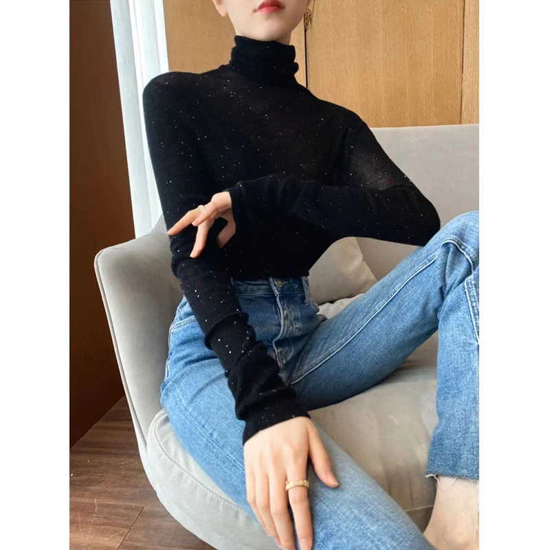 羊毛衫女显瘦网红时尚打底衫长袖洋气百搭上衣外穿打底衫洋气毛衣