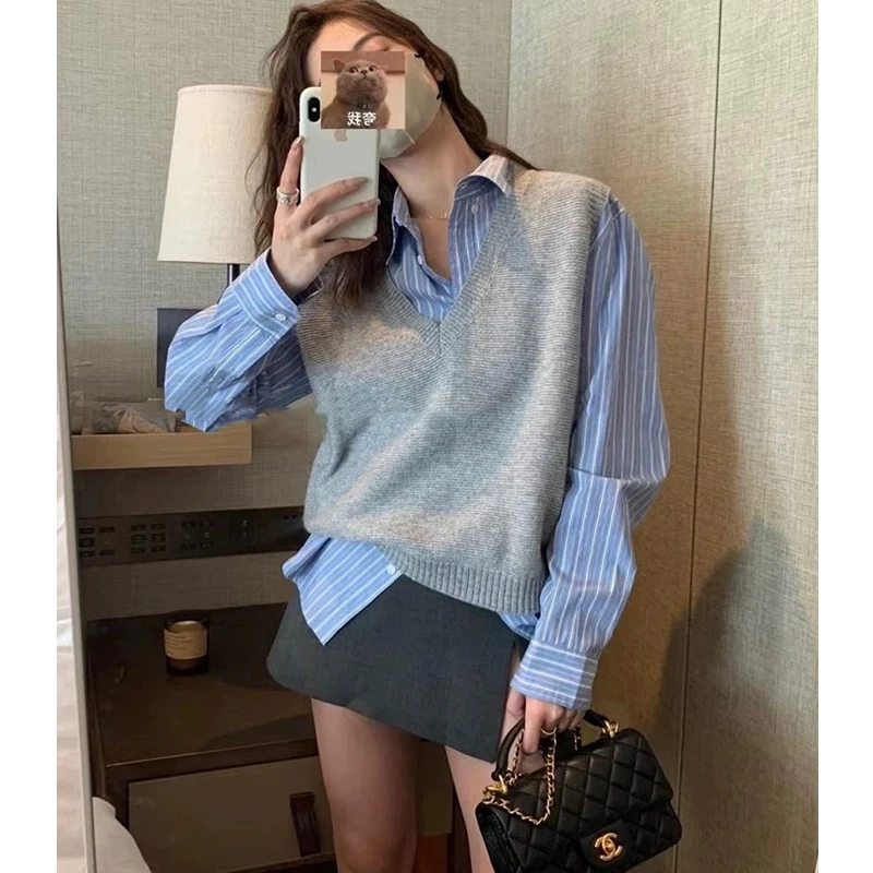 羊毛针织马甲女时尚百搭外穿上衣洋气宽松背心v领毛衣叠穿打底衫