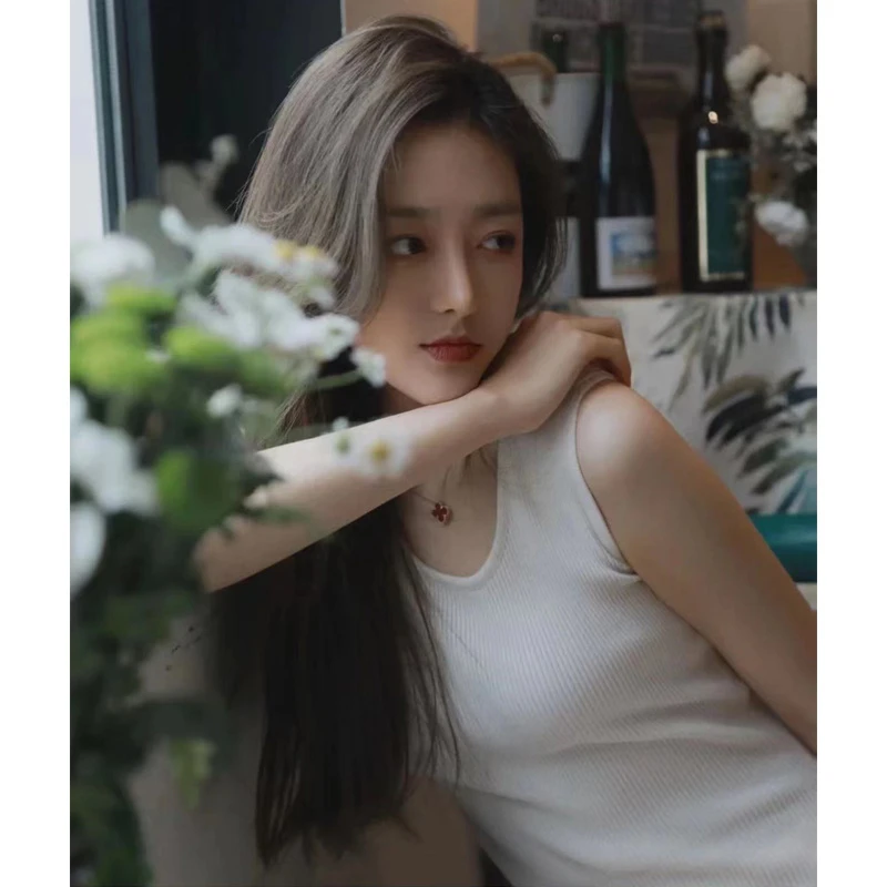 女背心打底显瘦网红百搭夏季上衣简约纯色无袖短款时尚白色打底衫