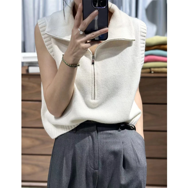 羊毛坎肩马甲女时尚休闲百搭背心网红马夹简约上衣针织衫宽松毛衣