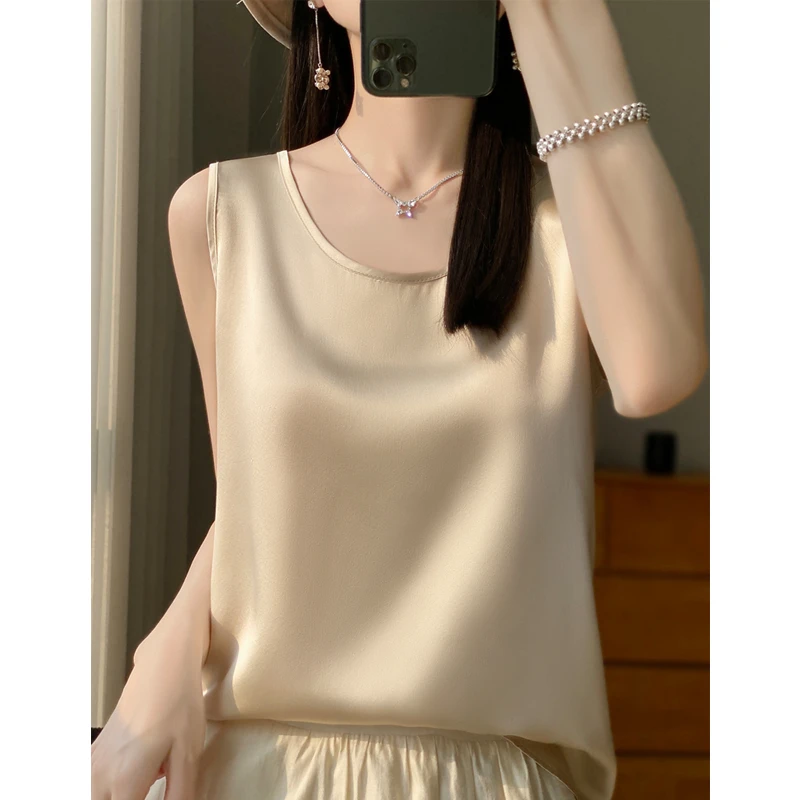 吊带显瘦气质百搭薄款背心女宽松纯色无袖设计感打底简约外穿上衣