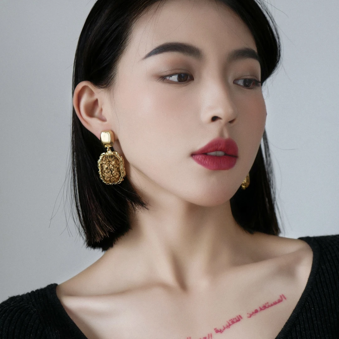 合金耳饰  欧美夸张几何复古耳环纯银高级感镀气质百搭个性耳坠