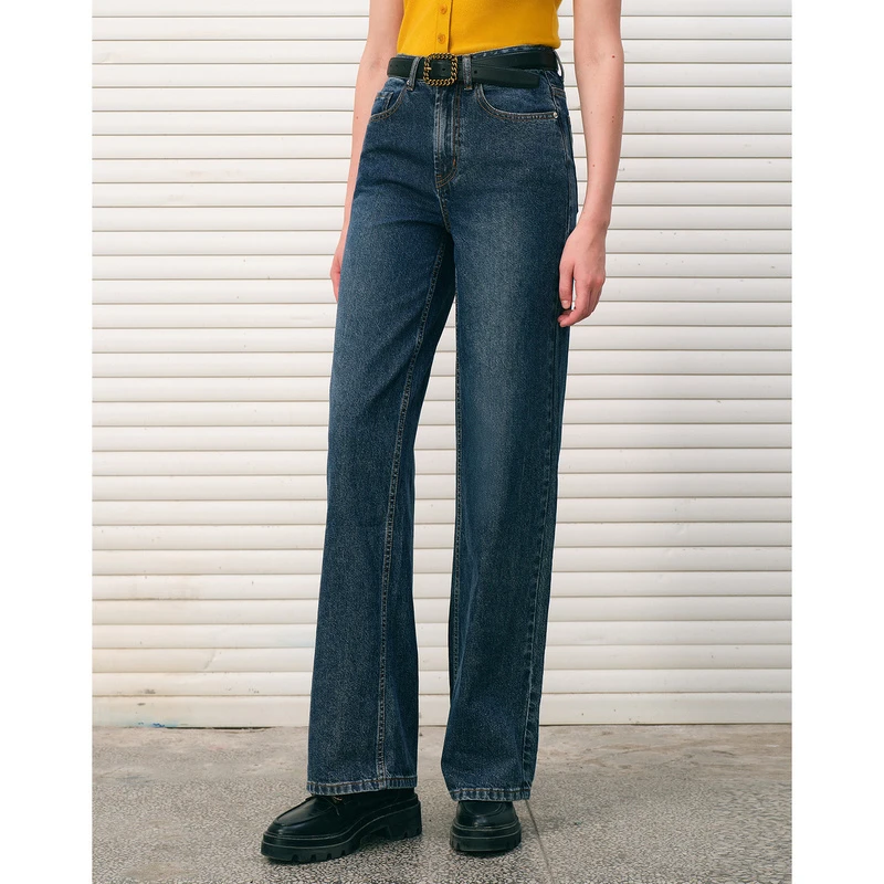 DKNY/唐可娜儿经典袋花装饰阔腿牛仔裤