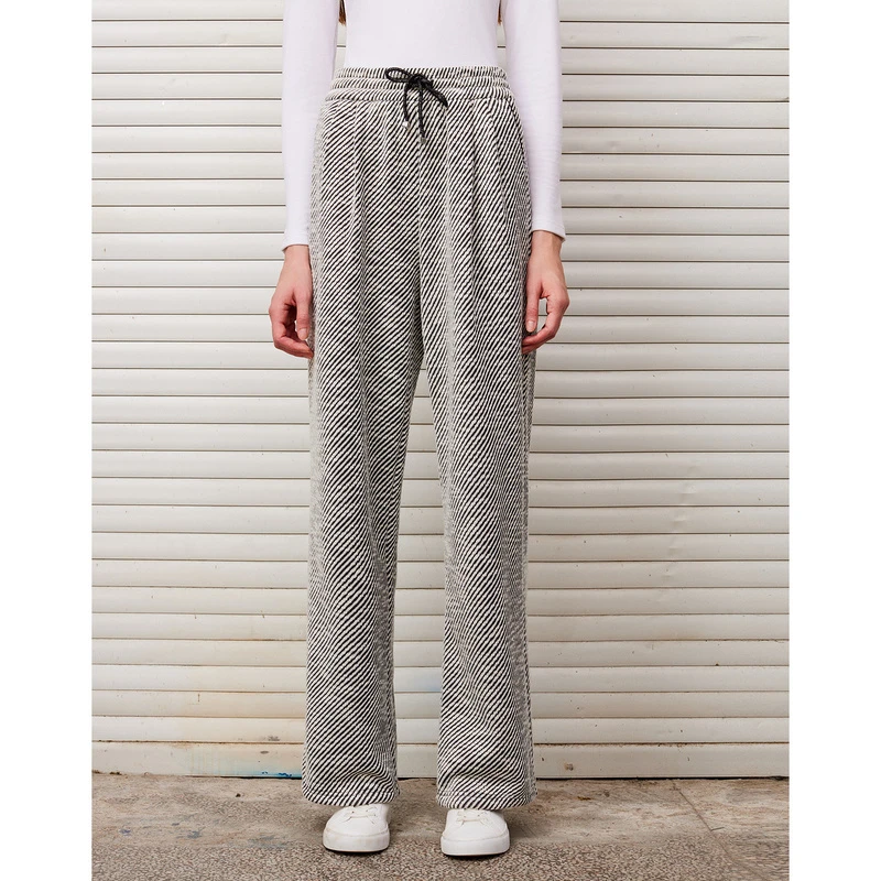 DKNY/唐可娜儿摩登百搭亮丝加绒质感针织阔腿休闲裤