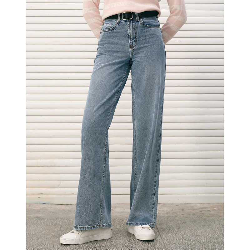 DKNY/唐可娜儿经典袋花装饰阔腿牛仔裤