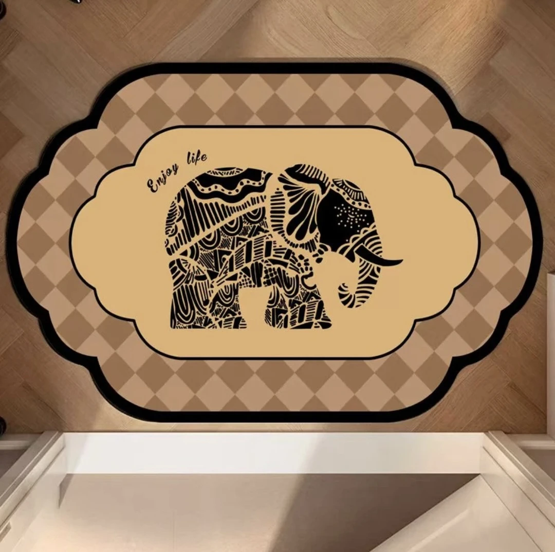 中式吉祥 50*80cm硅藻泥防滑吸水地垫 卫生间浴室厨房