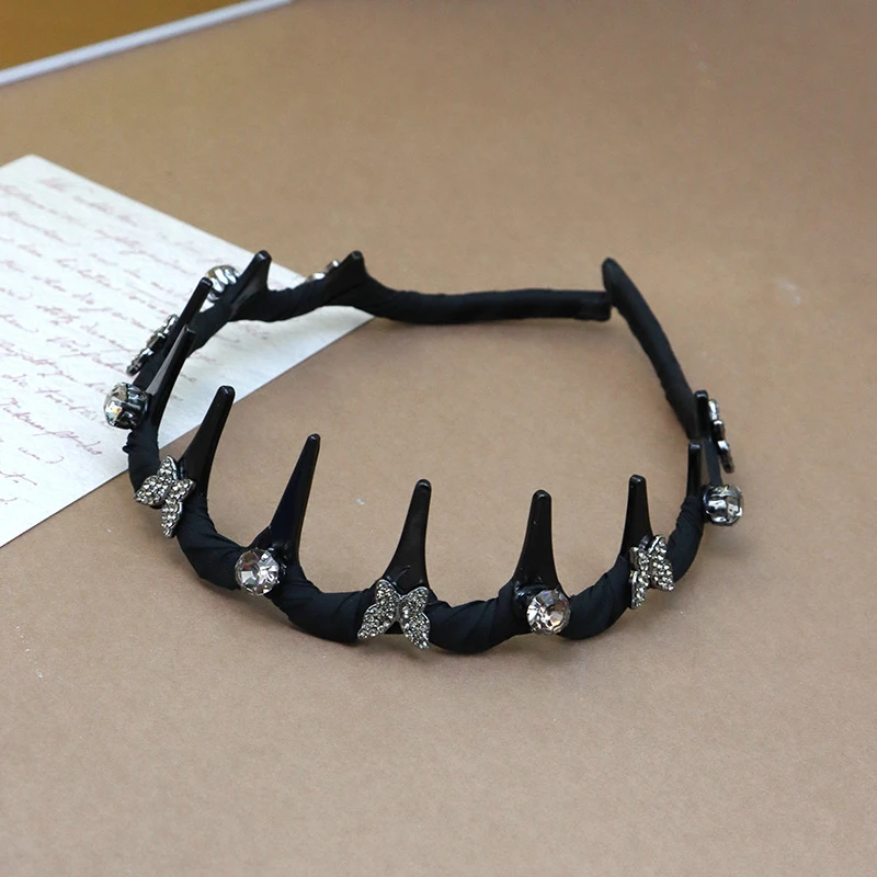 【蝶梦】 韩版时尚气质黑百搭蝴蝶波浪形防滑简约夏季碎发头箍