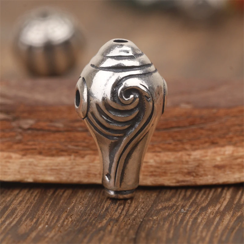 925银银制品 文玩三通配饰佛头法螺百香籽金刚星月猴头108手串