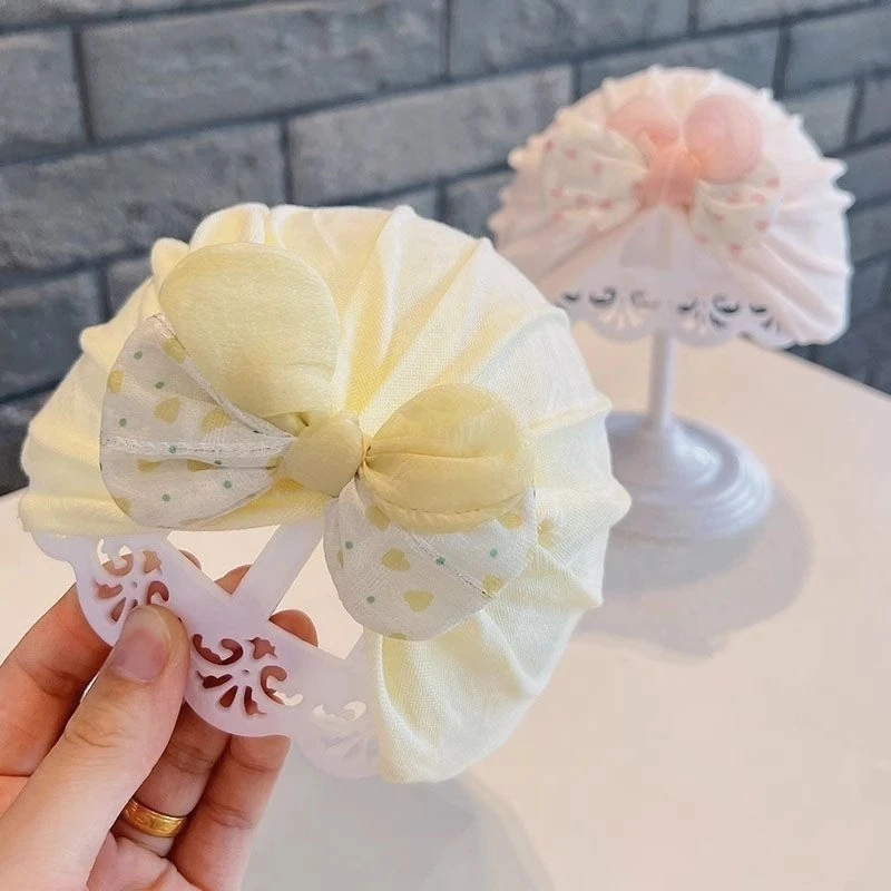 婴儿帽子春秋夏季薄款女宝宝新生儿胎帽无骨初生印度帽婴儿公主风