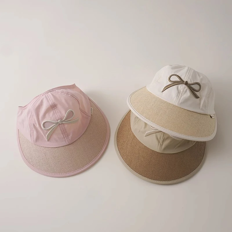 儿童帽子夏季薄款空顶帽女童遮阳防晒大檐太阳帽女宝宝速干鸭舌帽