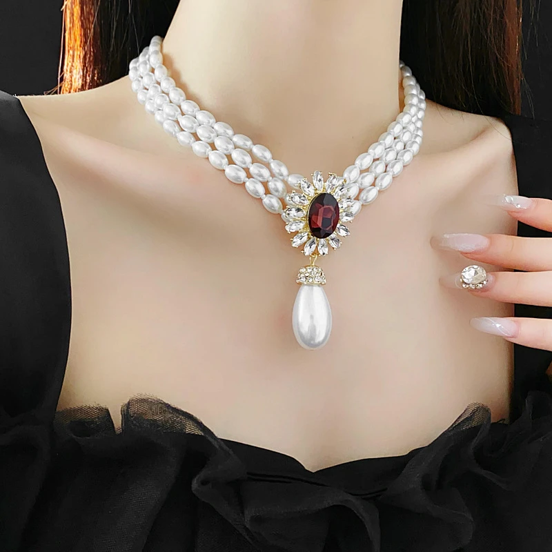 铜合金仿珍珠项链 小众设计仿珍珠项链时尚个性锁骨链小香风饰品