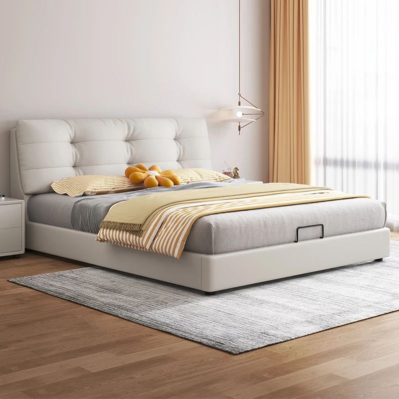 轻奢家用简约仙女款意式北欧大床极简软包床极简主卧室储物单双人