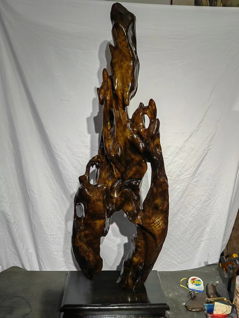 乌木金丝楠木自然随形假山摆件