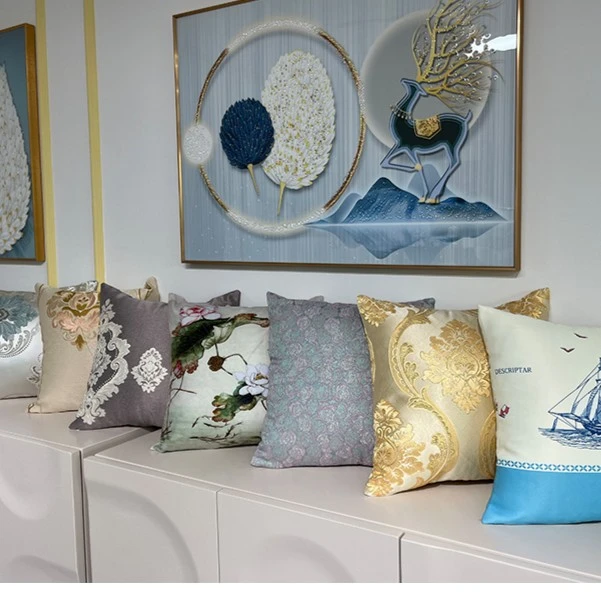 美式抱枕含芯方形方形绣花简约中式风格轻奢欧式沙发靠枕靠垫