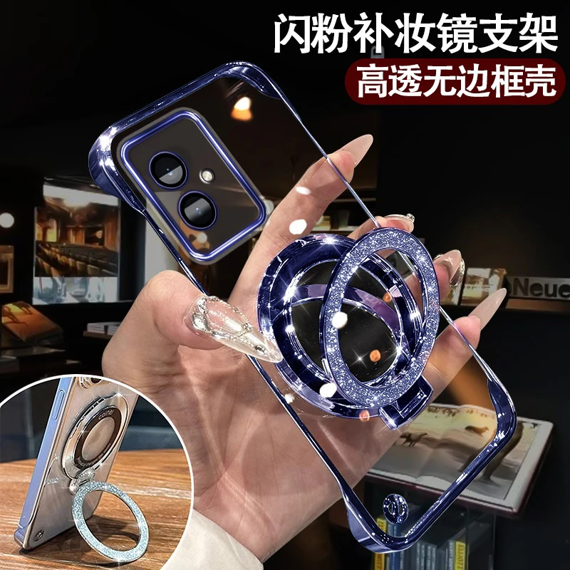 适用于荣耀100手机壳女无边框爆款MAA-AN00补妆镜100支架Honor100