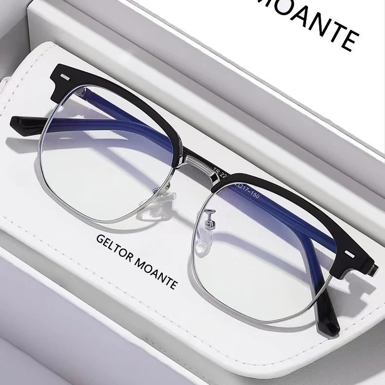 斯文眉形半框眼镜理工男学生近视有度数防蓝光大框平光眼睛架女潮