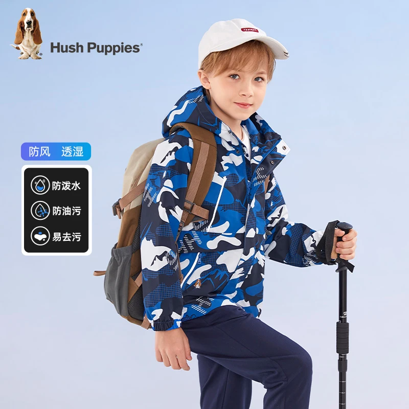 【三防透湿】暇步士童装儿童防风衣秋季款满印户外外套