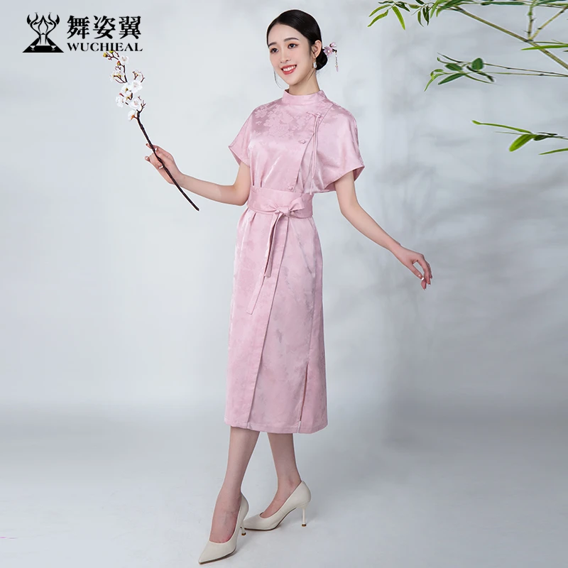 新中式1舞姿翼原创2024新款中式连衣裙套装中国风名媛形体仪态服
