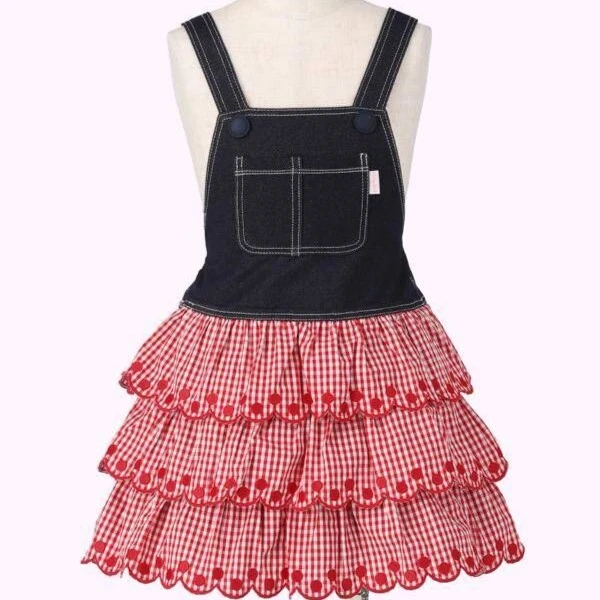 ST儿童日系甜美风女童格子牛仔裙交叉双色女宝洋气精致女孩宝宝