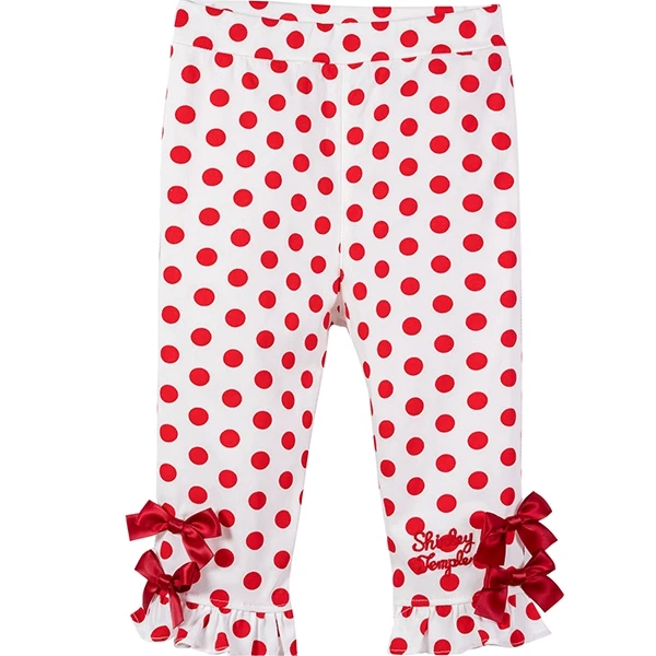 ST 女宝长裤 波点圆点 立体蝴蝶结 红色 日系时尚女童裤子通用