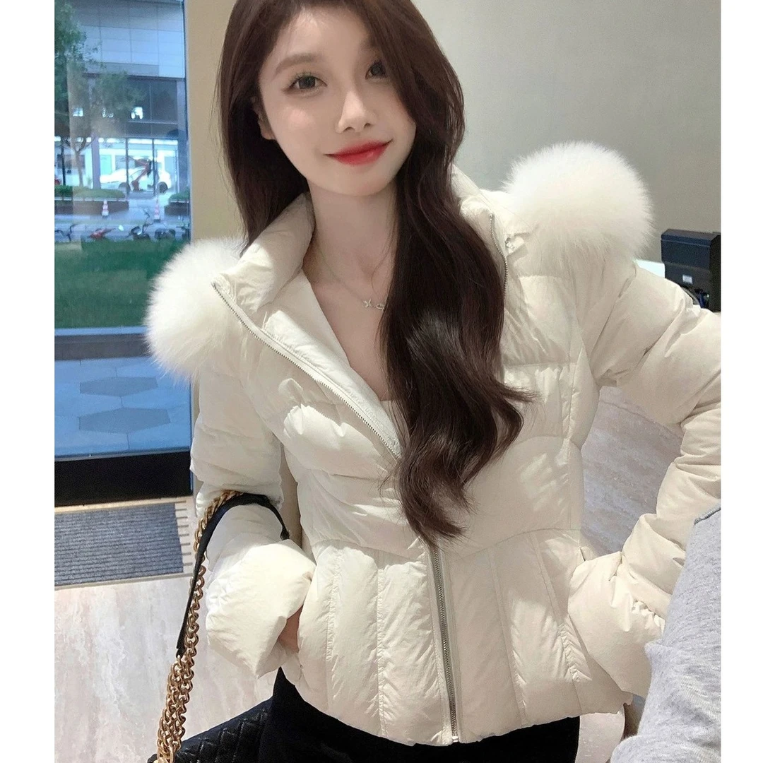 大毛领棉衣棉服女冬时尚洋气小个子修身短款收腰显瘦保暖棉衣外套