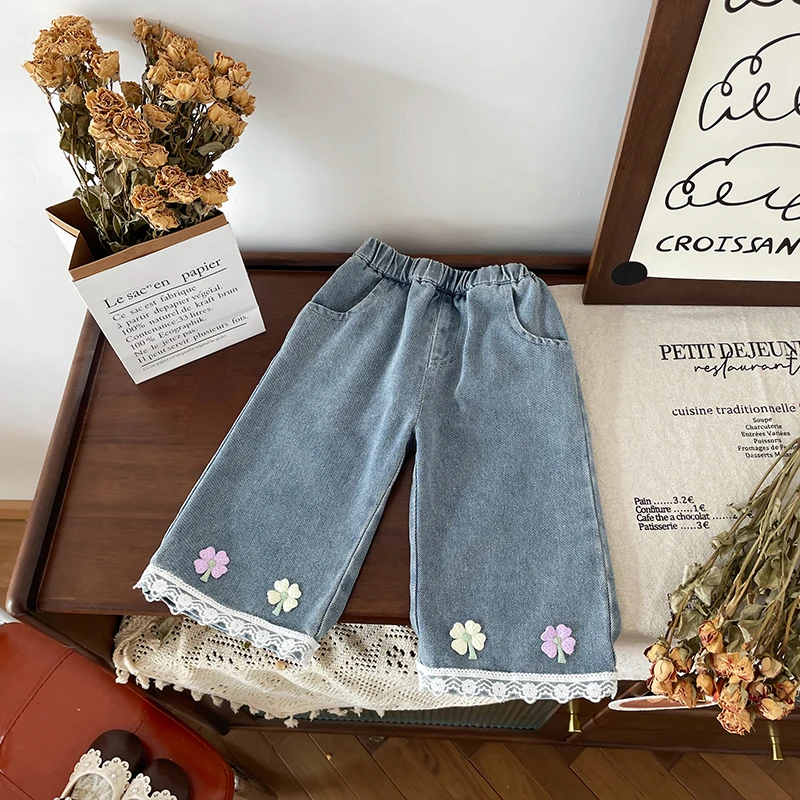 橘止皮【现货】女童牛仔裤春季新款儿童休闲百搭裤子直筒裤QK246875