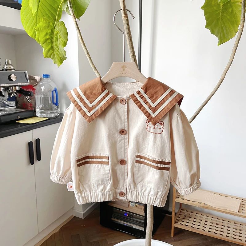 橘止皮【现货】春季儿童外套宝宝风衣翻领上衣ZD24C009（不可浸泡）