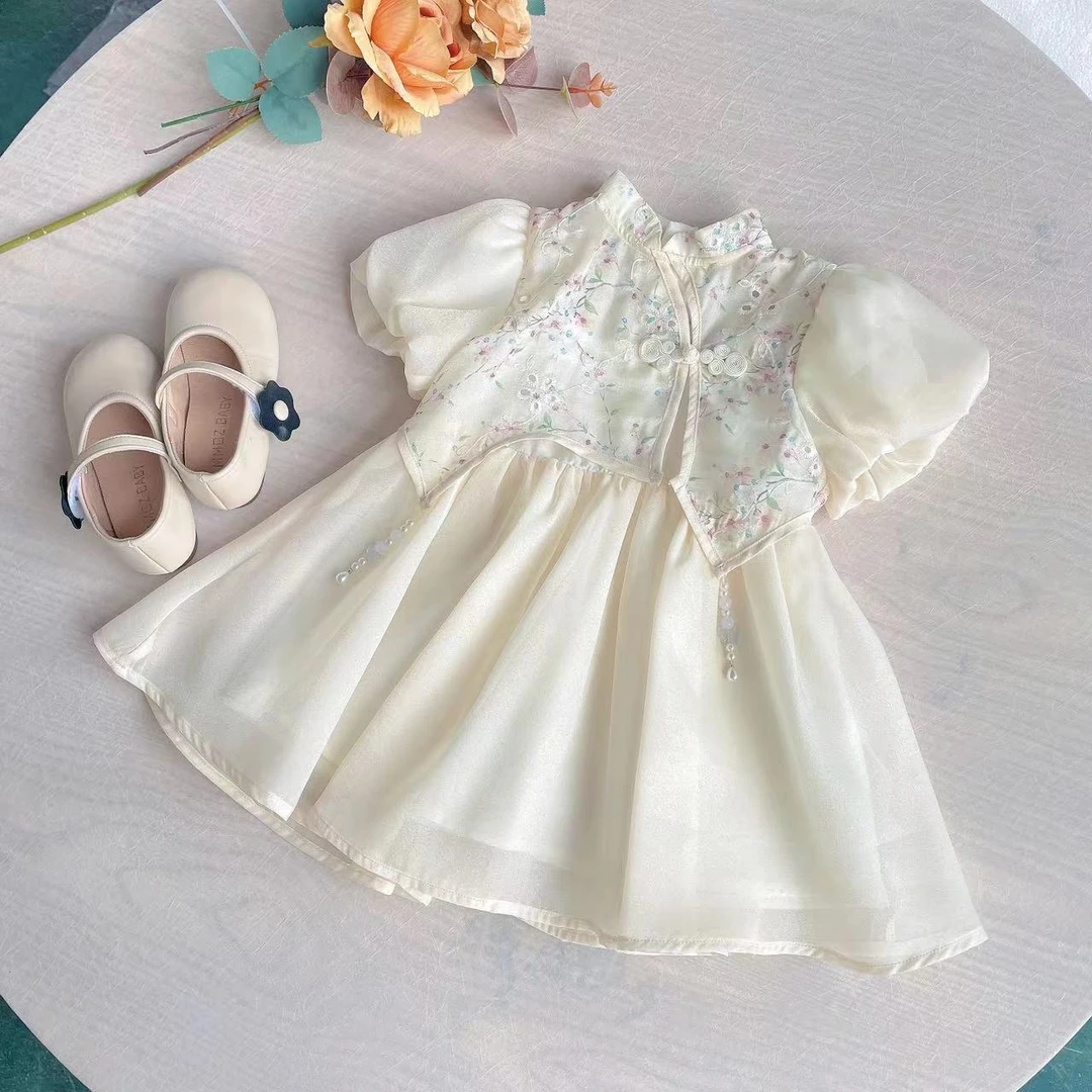 【现货】XQ239272夏季新款儿童连衣裙女童国风洋气裙子女宝