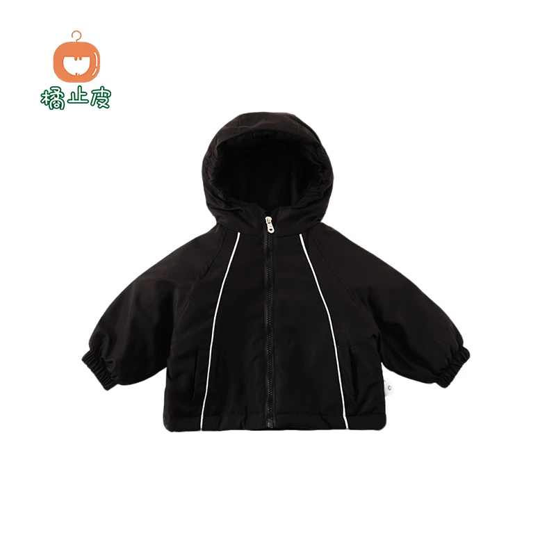 【橘止皮】儿童外套秋冬新款女童黑色冲锋衣夹克夹棉棉袄QW249851