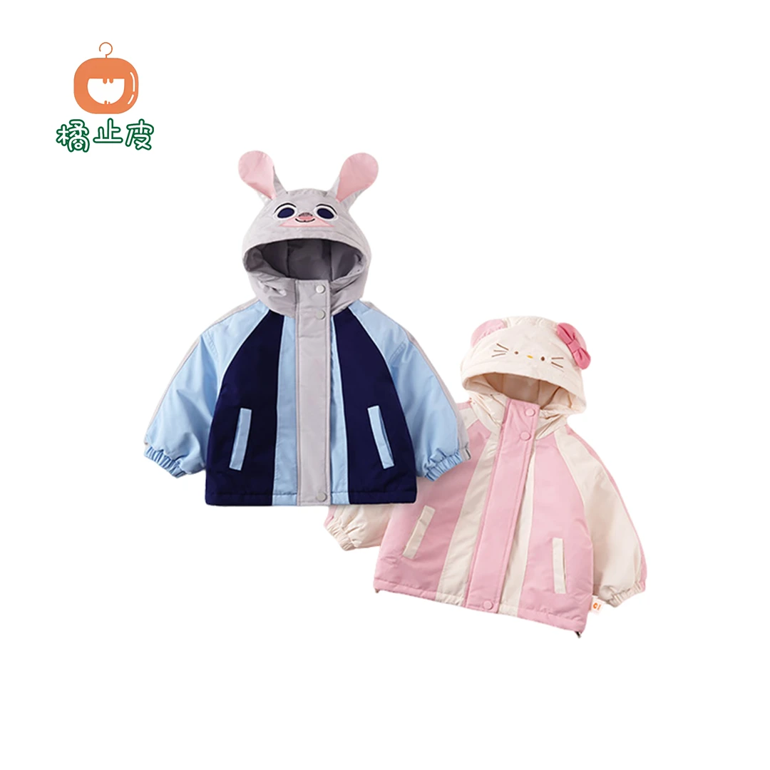 橘止皮【现货】儿童棉衣外套冬季新款女童连帽卡通夹克棉服DW241204