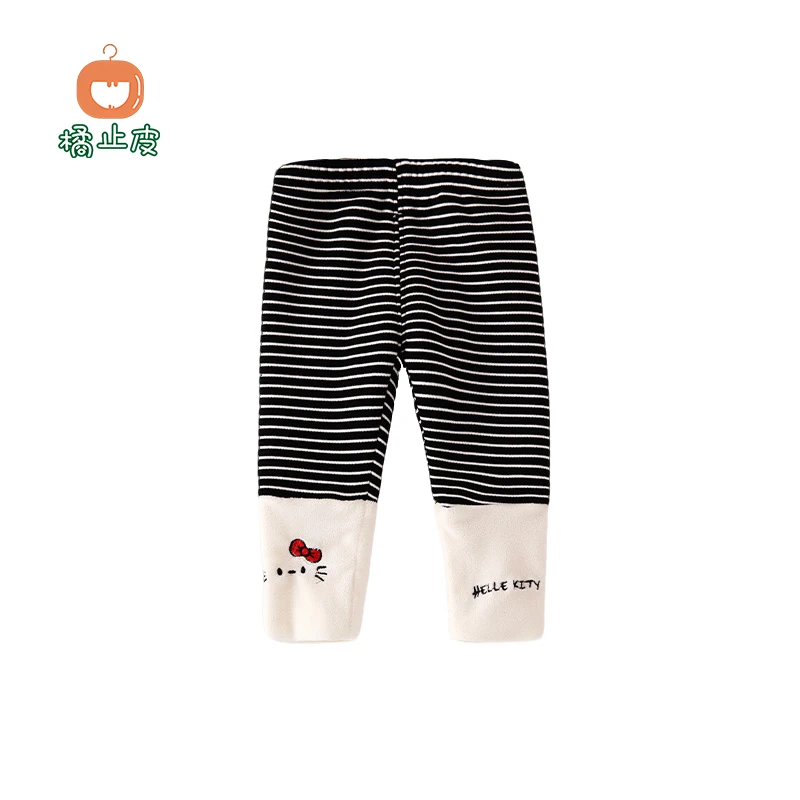 【橘止皮】儿童打底裤冬季新款女童加绒加厚保暖休闲裤条纹DK249970