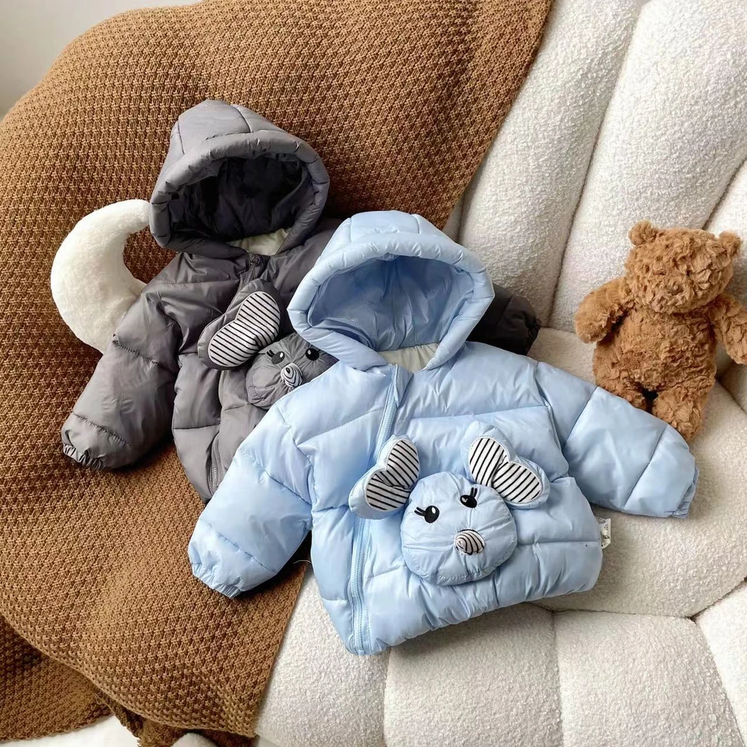 橘止皮【现货】冬季儿童棉袄大象连帽加厚棉服宝宝防寒外套YPD6120