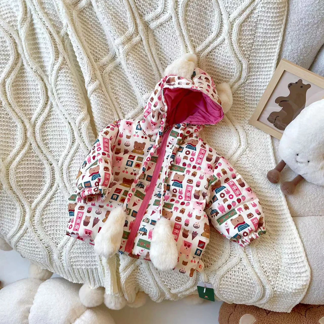 【橘止皮】女童棉服冬季新款宝宝加绒加厚连帽儿童棉衣外套ZD23D016