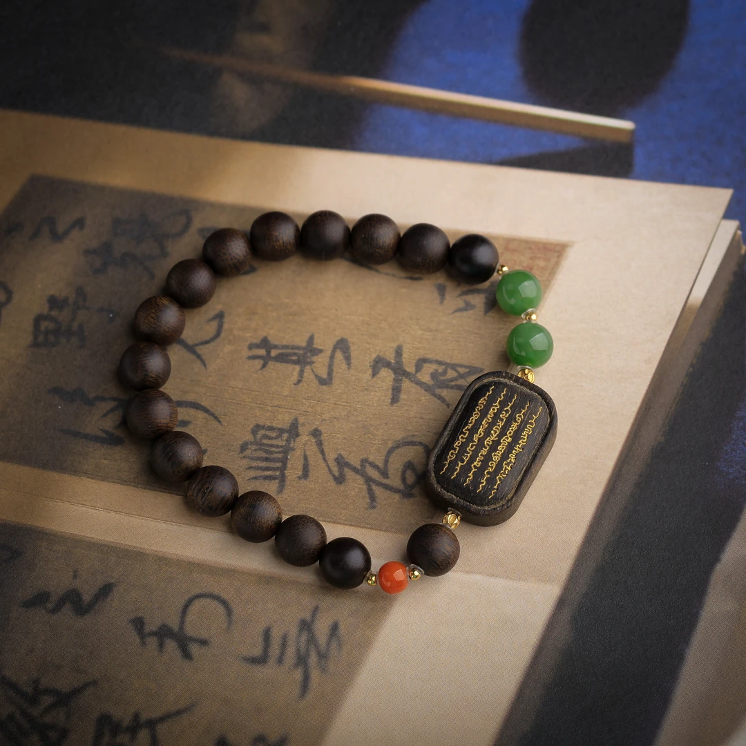 七香文创-沉水帝王紫棋楠搭配沉香木雕五条经文设计款赠养香礼盒Q