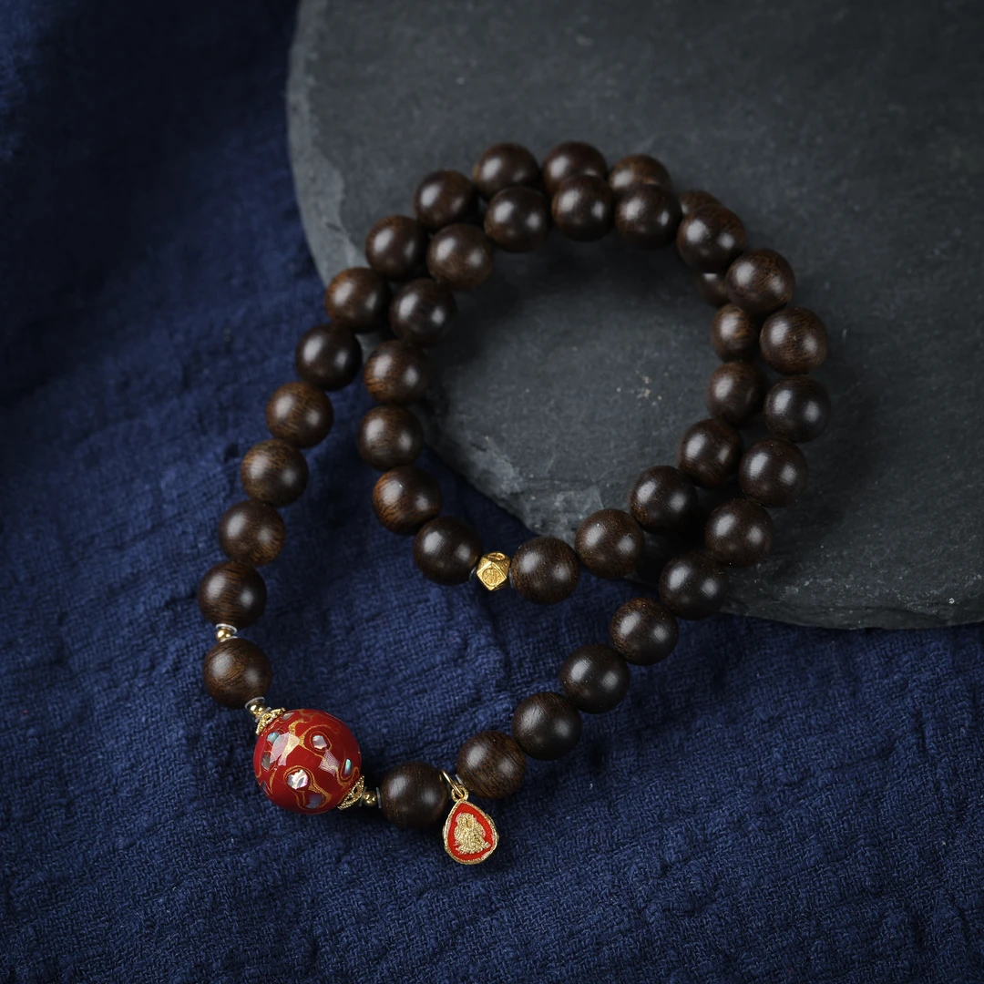 七香文创-沉水富森红土双圈搭配大漆珠设计款赠养香礼盒