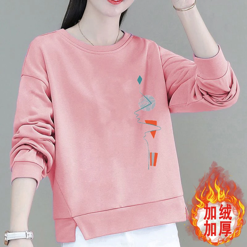 100纯棉卫衣女2023新款潮韩版秋冬季宽松显瘦百搭短款上衣外套女