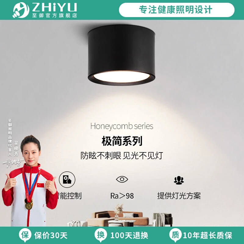 至御明装筒灯客厅玄关过道灯北欧吸顶式免开孔嵌入式天花灯010