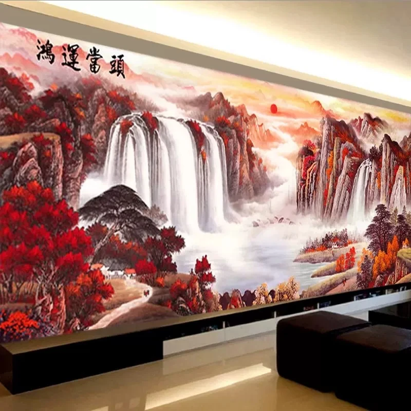 皇室蒙娜丽莎鸿运当头十字绣2025新款客厅线绣大幅风景山水画套件