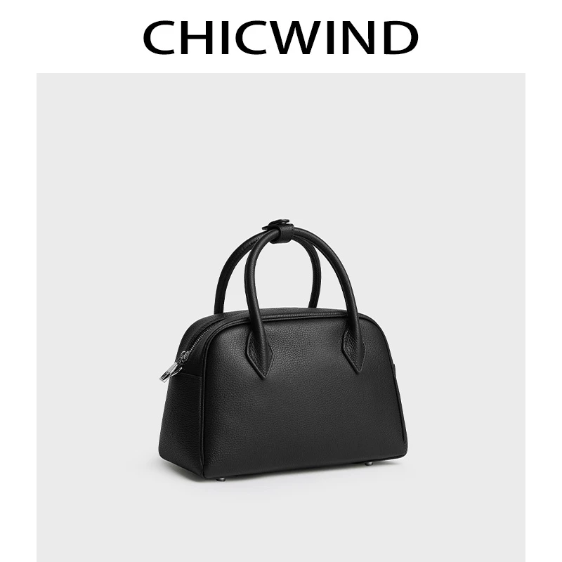 CHICWIND新款轻奢头层牛皮波士顿包百搭高级单肩手提斜挎包#8669