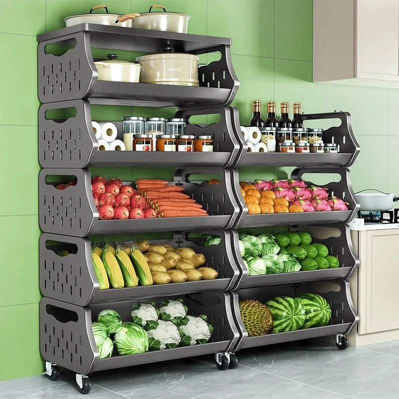 【甄品】德国厨房置物架子果蔬菜篮子多功能落地多层可拆卸新款零食