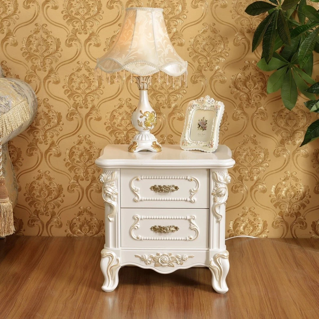 【甄品】欧式时尚耐用新款床头柜个性创意简易加厚仿实木白色法式床