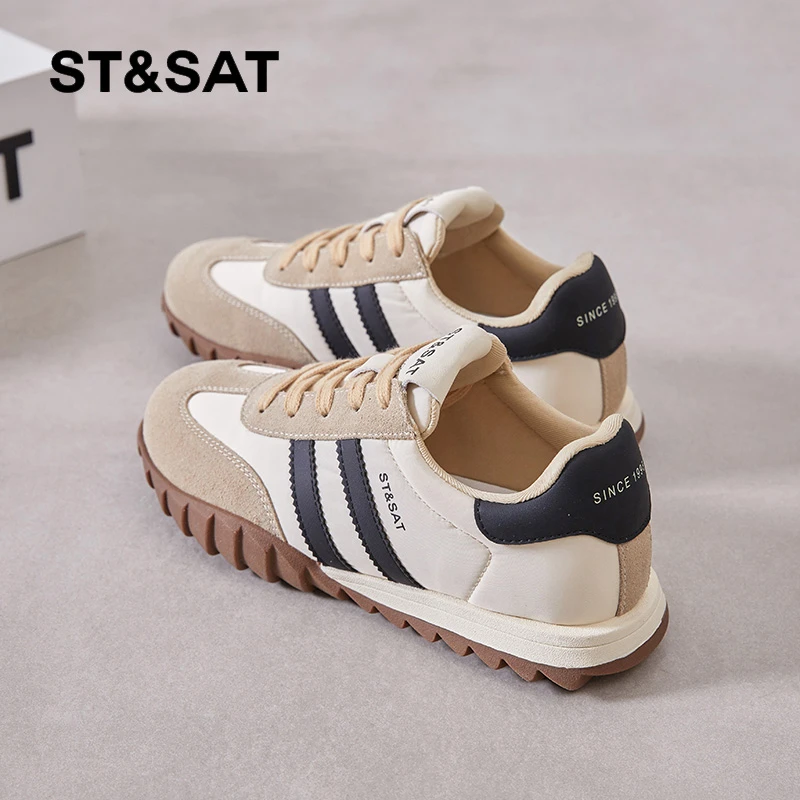 星期六女鞋旗舰店复古百搭女款2025新款爆款休闲运动鞋平底德训鞋