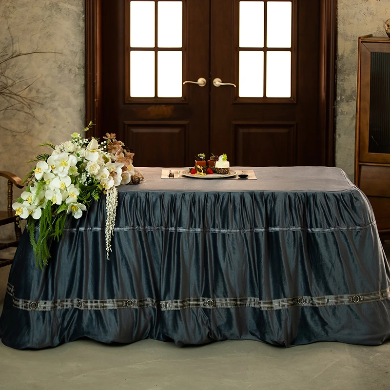 新款脱胆可拆洗烤火罩双面绒加绒加厚取暖茶几罩暖炉罩