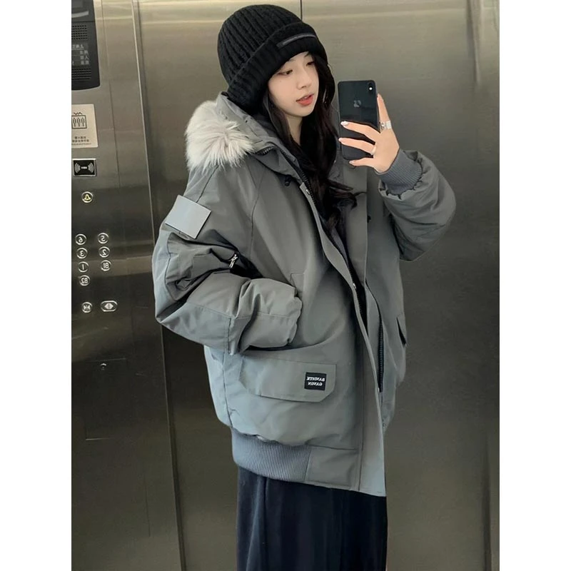 美式复古工装棉服男2024年冬季新款加厚派克服韩系小个子棉衣棉袄