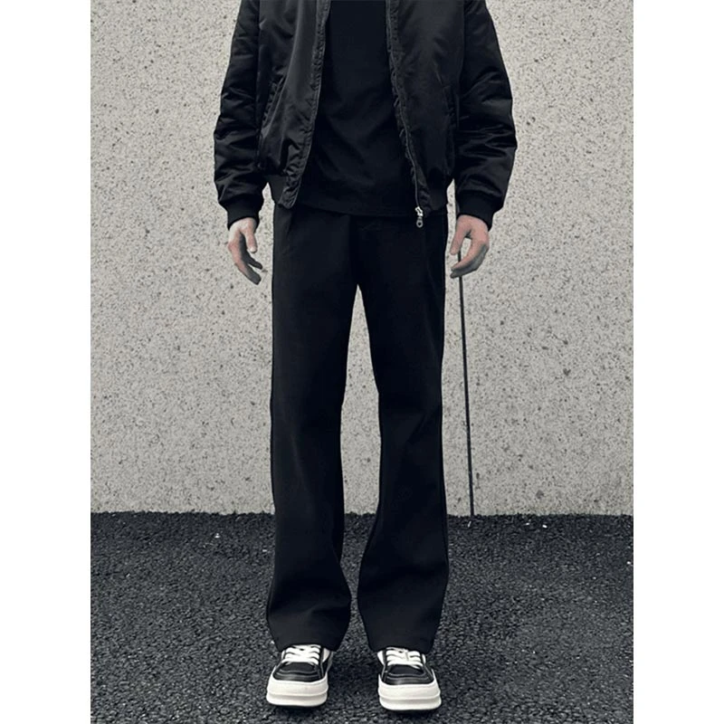 纯黑色弯刀牛仔裤男款秋冬加长版高个子裤子美式高街vibe微喇裤