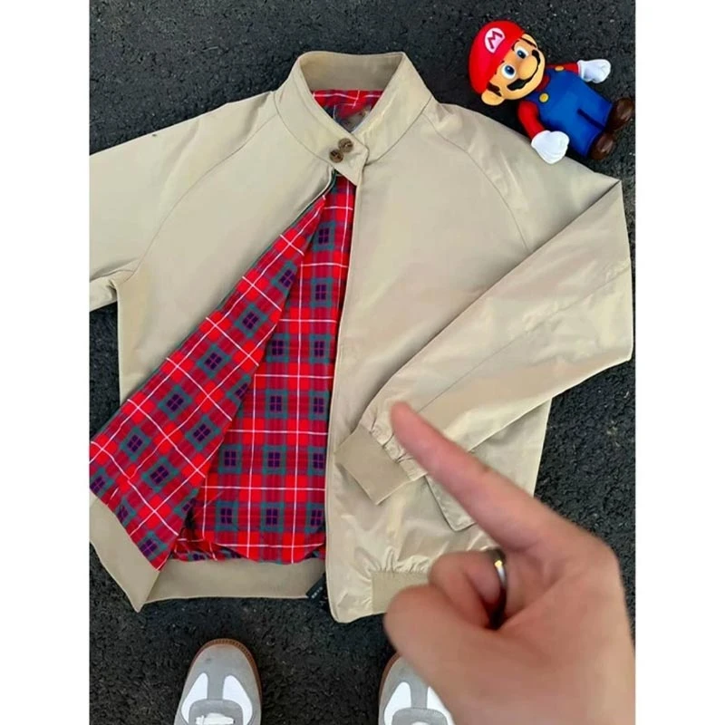 卡其色立领哈灵顿飞行夹克男春秋款高级感底特律上衣美式短款外套