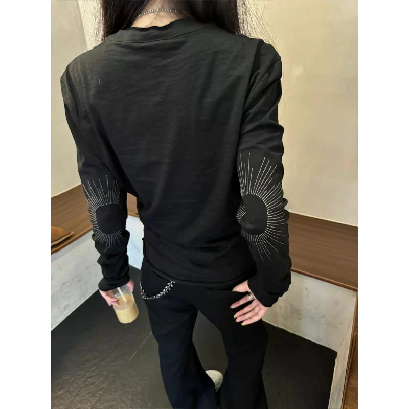 美式高街长袖t恤男春秋季cleanfit亨利领体恤衫显瘦修型内搭打底