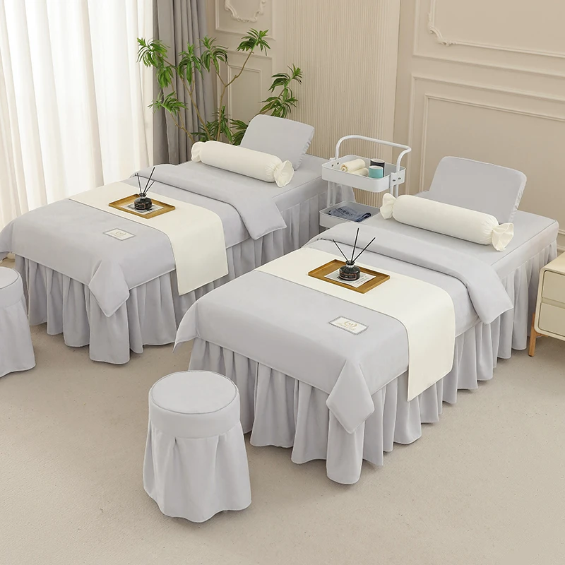 2024新款美容床罩四件套床套美容院理疗洗头夏天高端按摩四季通用